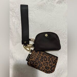Lululemon Black and Leopard Print Wristlet Set